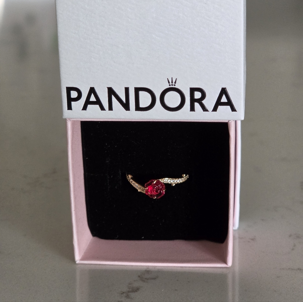 Pandora Disney Beauty and the Beast Enchanted Rose Ring Size 5